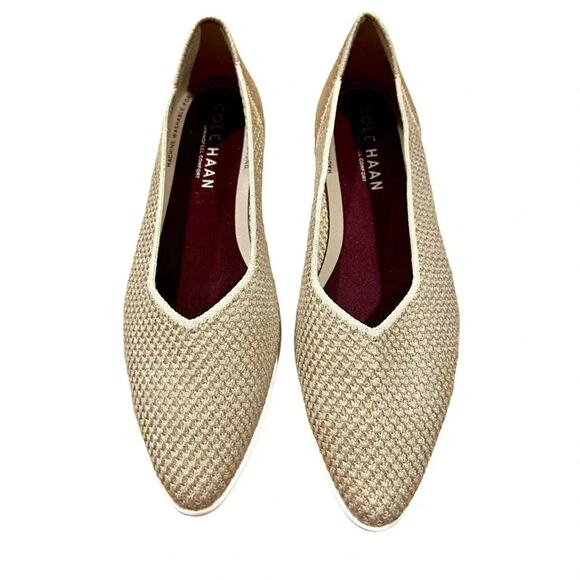 Cole Haan The Point Ballet Flats Tan Gold Size 8 NWOT - Picture 2 of 6